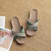 Women Slippers Flat Sandals Linen Lightweight Casual Summer Ladies Flip Flop Household Slippers Slides Indoor House Zapatos