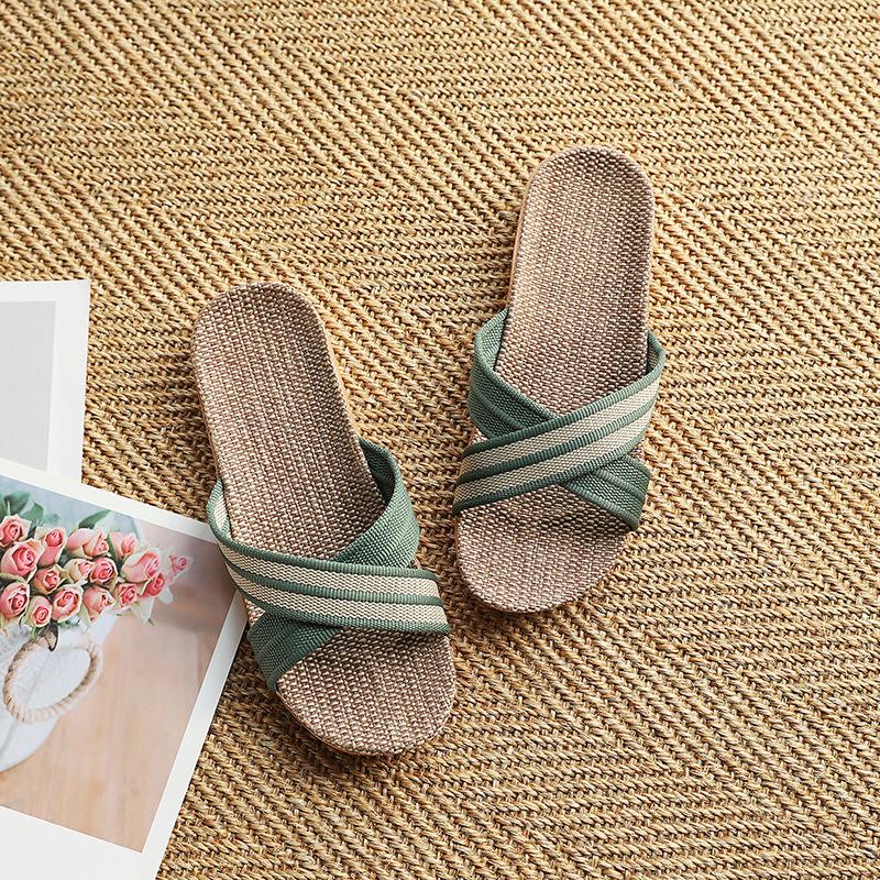 Women Slippers Flat Sandals Linen Lightweight Casual Summer Ladies Flip Flop Household Slippers Slides Indoor House Zapatos