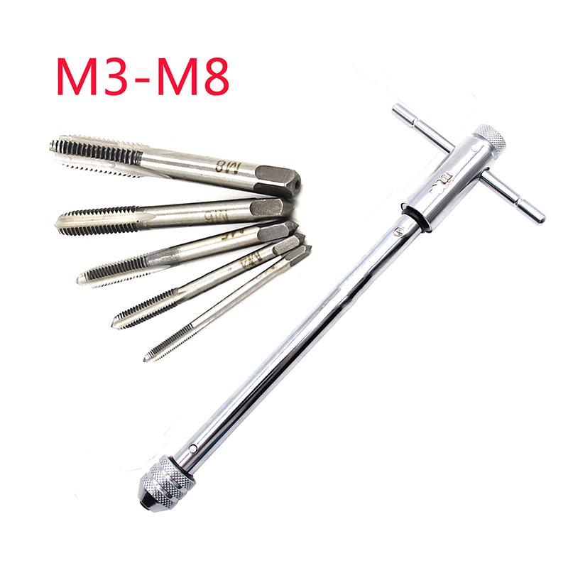 M3-8 M5-12 Adjustable T-Handle Ratchet Hand Tap Holder Wrench Extended Tapping Forward And Reverse Hand Tapping Accessories Tool