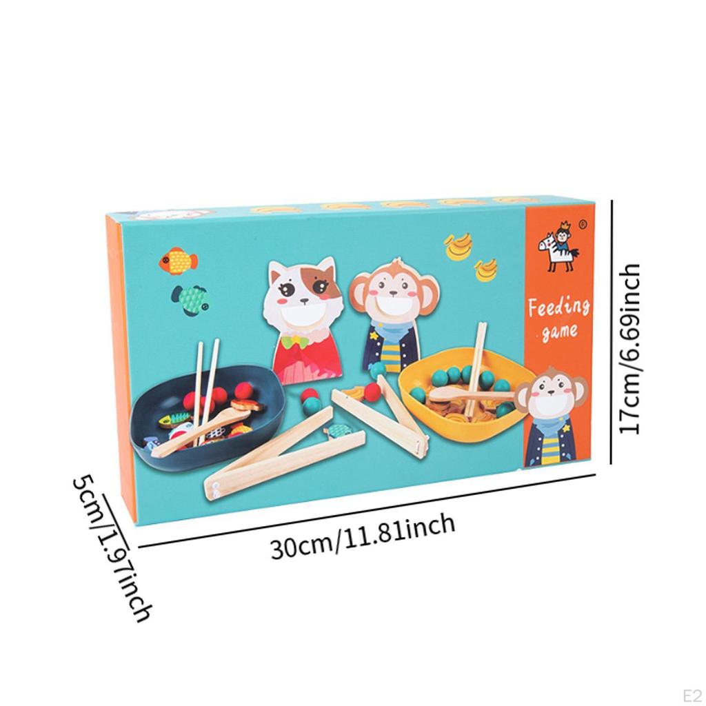 Wooden Feeding Toy Matching Game for Toddlers, Pretend Food Color Sorting