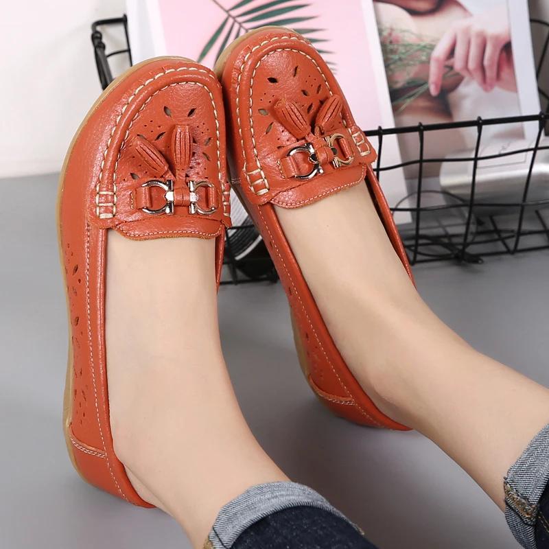 Women Casual Flat Hollow Out Loafers Large Size Breathable Slip-On Comfort Walking Shoes