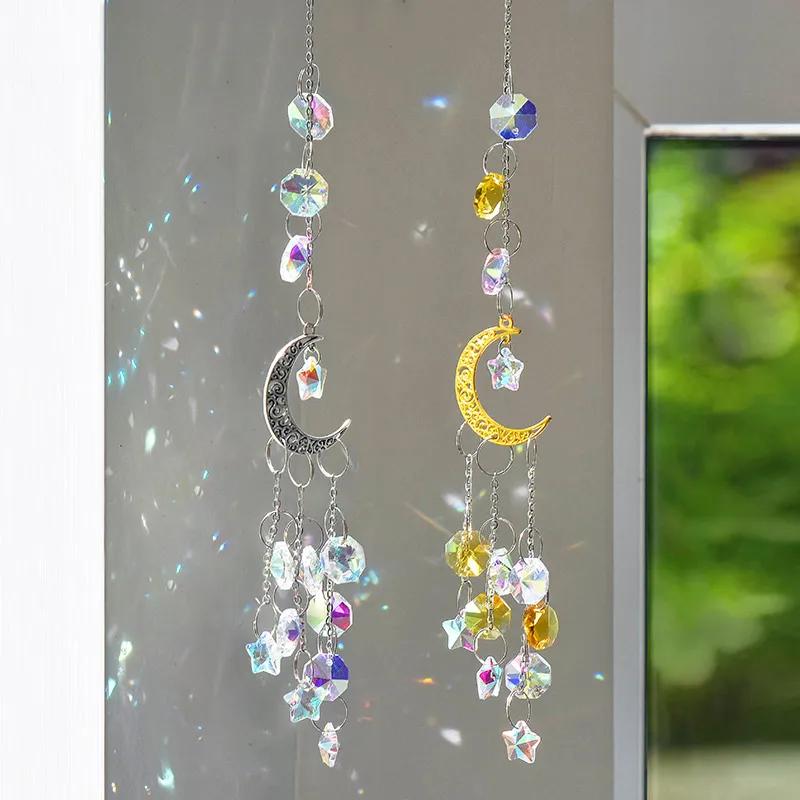 1 Piece, Silver Gold Moon Pentagram, Window Garden Decoration Crystal Pendant Sunshine Catcher