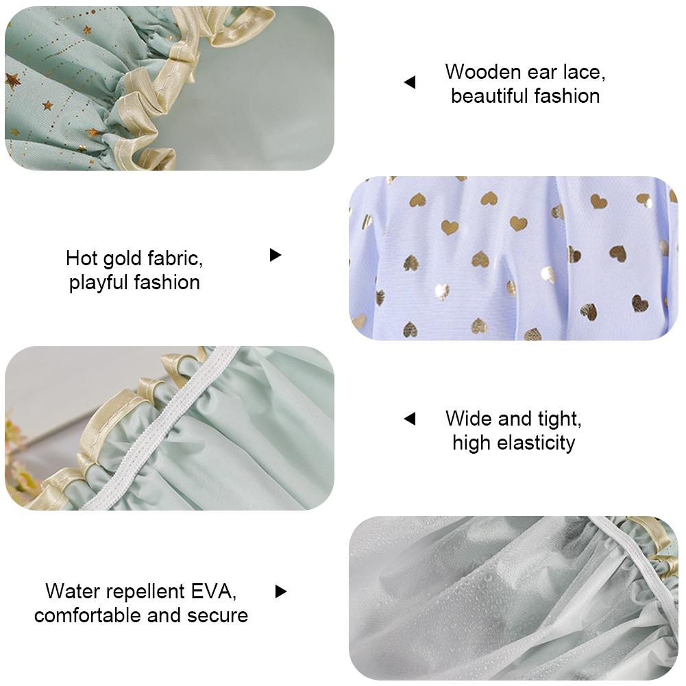 Waterproof Star Double Shower Cap Hair Cap Hot Gold Printed Terylene Cotton Shower Cap Bathing Women