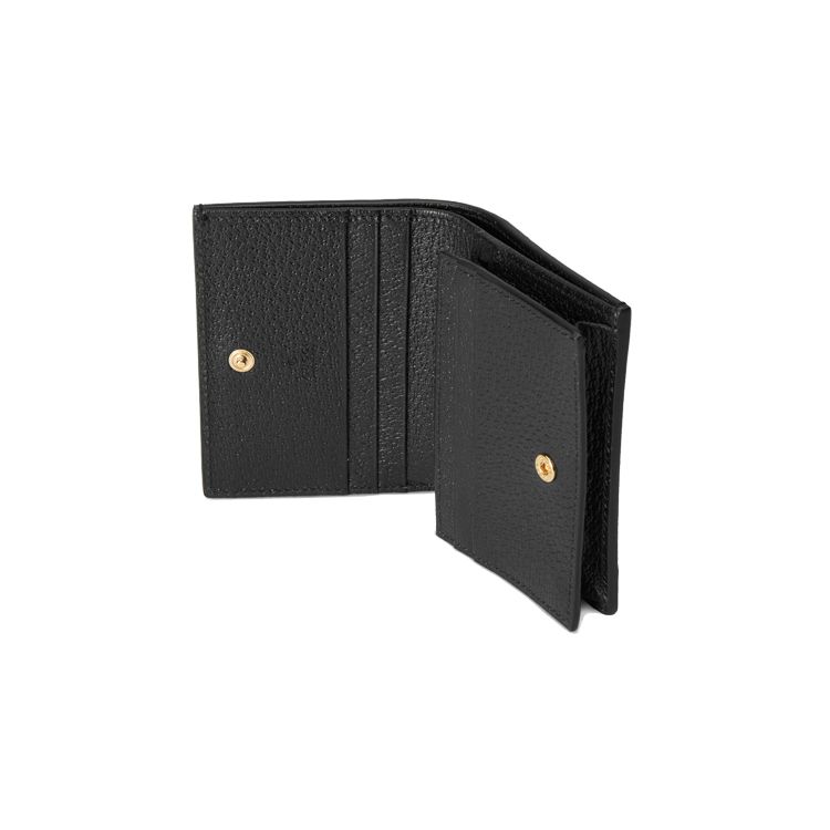 Gucci GG Marmont Series Marmont Gold Logo Berry Print Double Fold Leather Card Holder Wallet Women wallet Black 456126-1T5ZG-1170