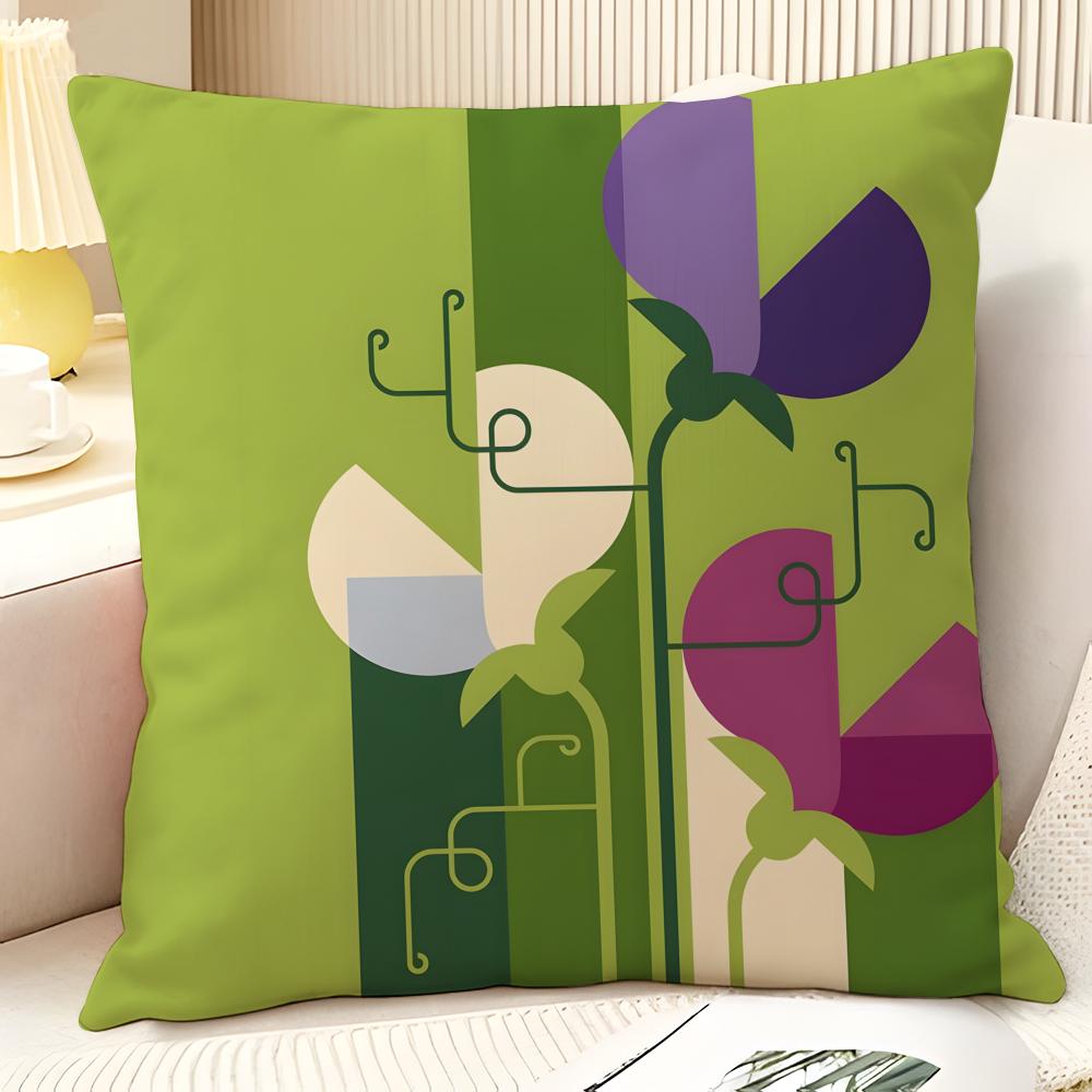 Modern Flower Minimalist Cool 2 Pillow Case Natural Linen Organic Fabric Double-Sided Printing Sofa Home Decor Gift Pillow Case