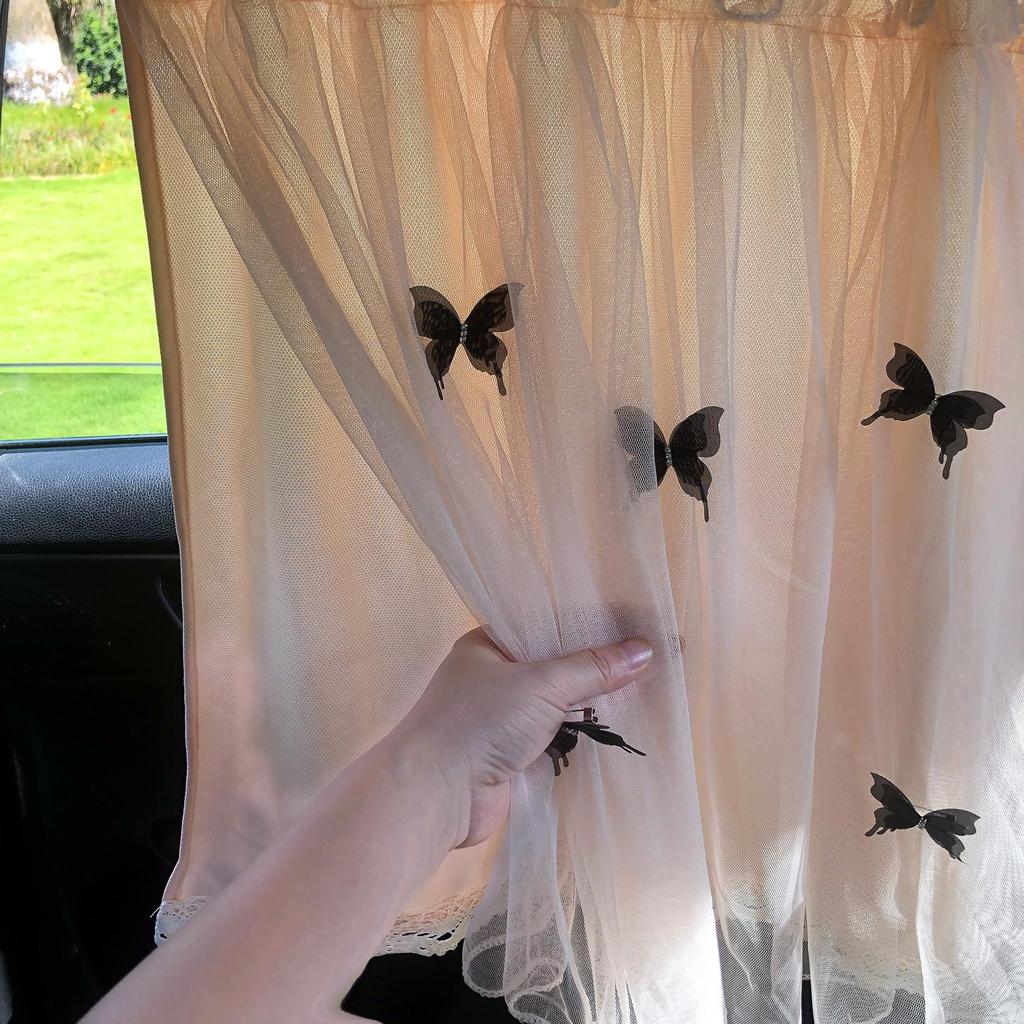 Butterfly Baby Sun Protection Suction Cup Car Curtains - Heat Insulation & Privacy Side Window Gauze Shade