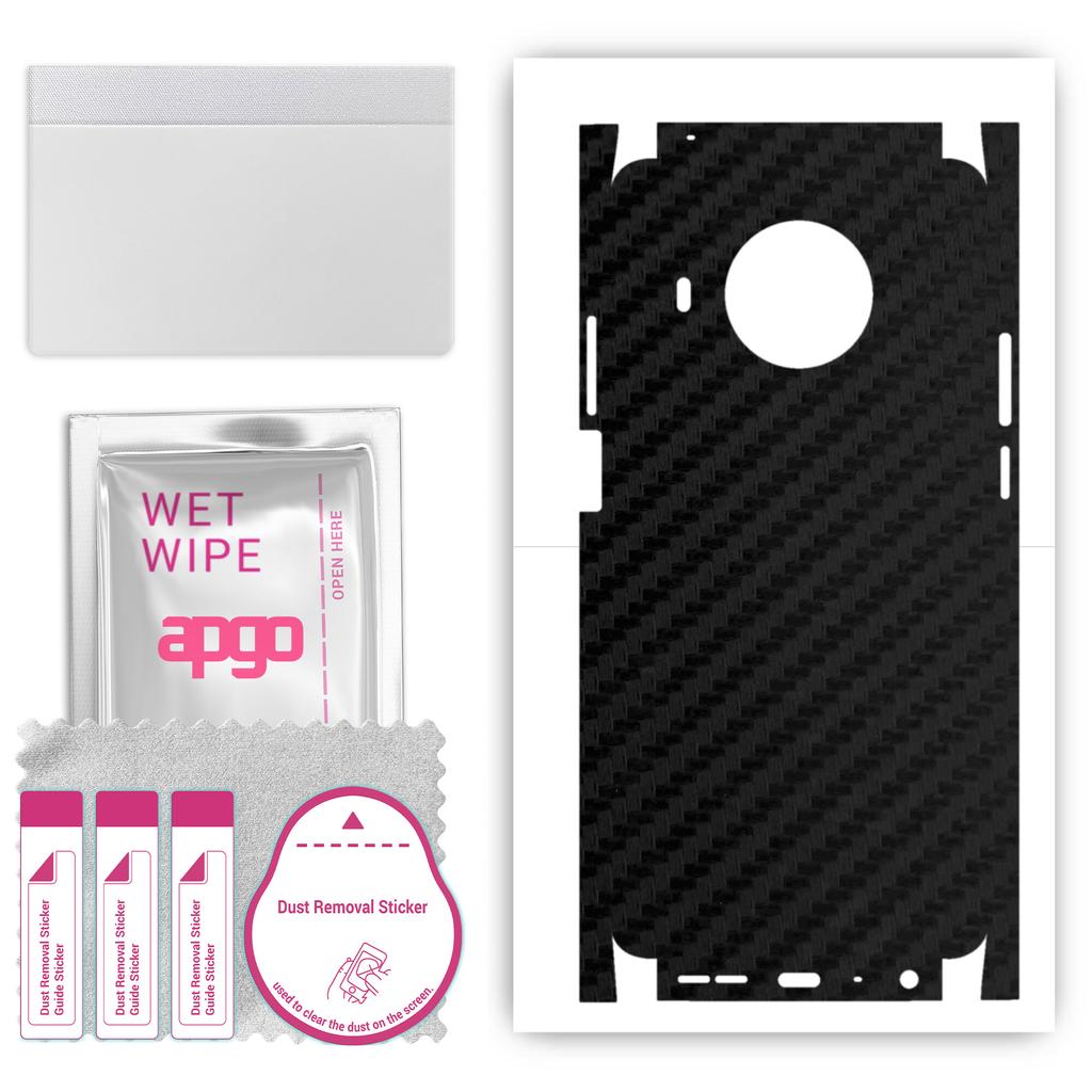 apgo Adesivo Protettivo Skin per retro+lati compatibile con Nokia X10, Pellicola Avvolgente Completa, Pellicola, Vinile - Motivo Nero Carbonio