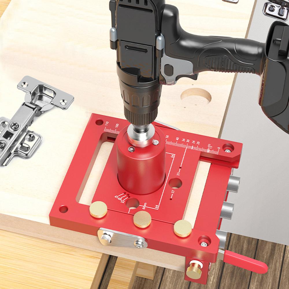 Aluminum Alloy Woodworking Multifunctional 3-in-1 Hinge Locator Punch Woodworking Tools Furniture Hole Punch Locator Punch Tool