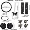 ARTILAURA 11 PCS Bling Car Accessories Set For Women Steering Wheel Covers Butterfly Hanging Seat Belt Cover Air Vent Clips Coasters Cute Glitter