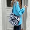 New Bag Winter Retro Large-capacity Canvas Bag Side Backpack Female Zebra Pattern Plush Shoulder Messenger Bag
