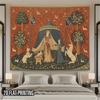 2D Flat, 2D Flat Print 1pc Tapestry Medieval Noble Lady and Unicorn Tapestry, Fantasy Myth Scene Wall Decor 100% Polyester, Suitable for Romantic Indo