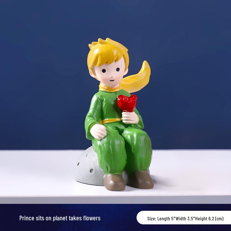 Prince Cute Handmade Fox Mengli Doll Resin Ornament - Birthday Cake or Desktop Decoration
