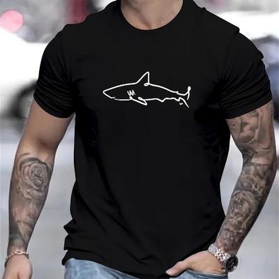 Minimal Shark Line Art Print T-Shirt,Lightweight T-Shirt Breathable Cool, Comfortable Wear