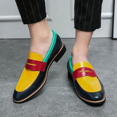 Color Match Fashion 47 48 Large Size Loafers British Small Leather Shoes Trend Pointy Hair Stylist Slip-on Bean Shoes