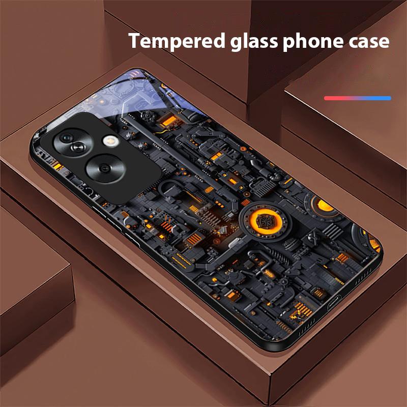 Circuit Diagram Gray For Oppo A79 5G 58 78 74 60 4G Reno 11F Realme GT 6 11 Note 50 10 C55 X2 Tempered Glass Black Phone Case