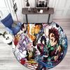 Classic Japanese-style Cartoon Demon Slayer Round Rug, Home Soft Decorative Anti-slip Yoga Mat and Chair Mat, Outdoor Floor Mat Carpet K6