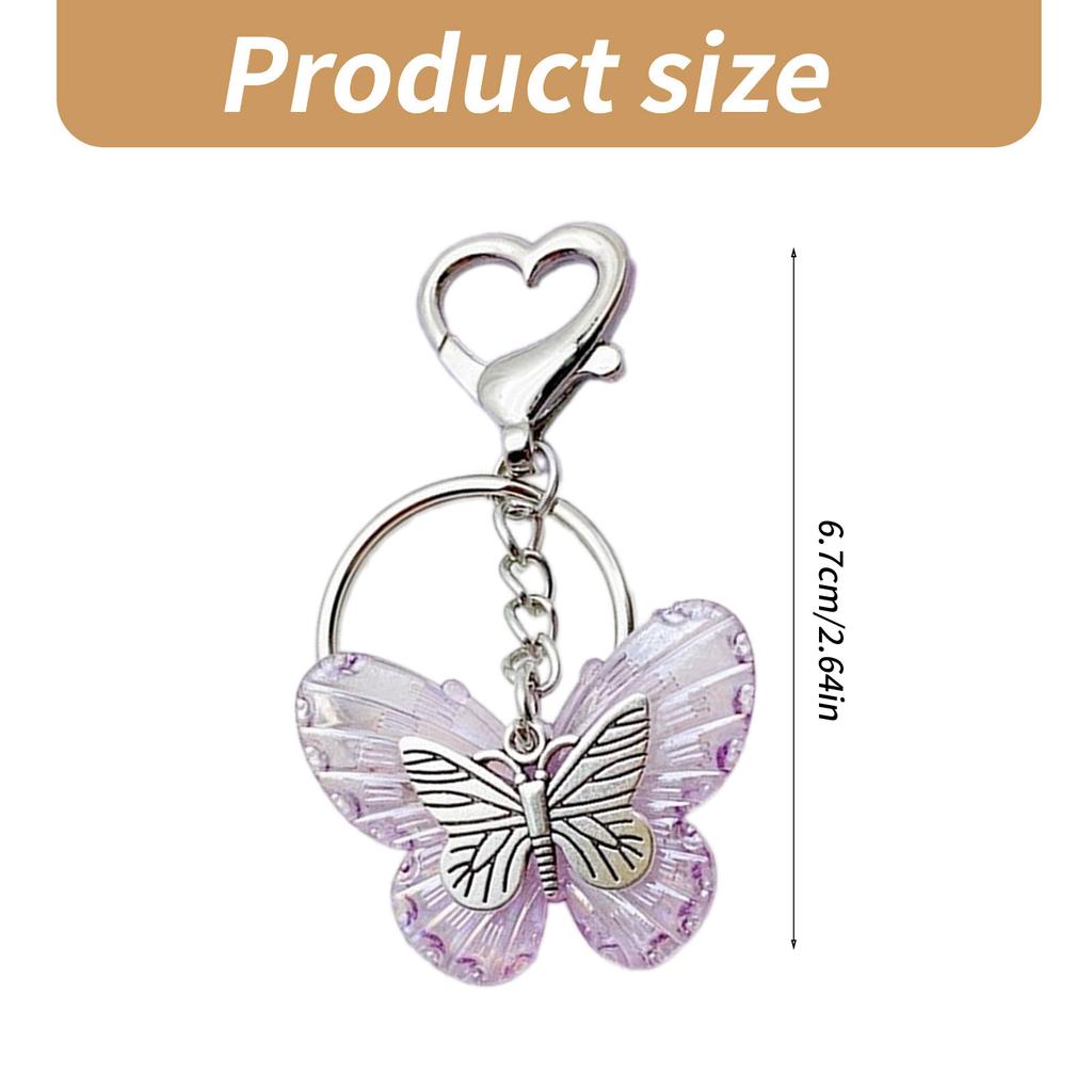 Acrylic Butterfly Keychain Colorful Key Pendant Transparent Butterfly Charm Keyring Fashionable Key Chain Ornament