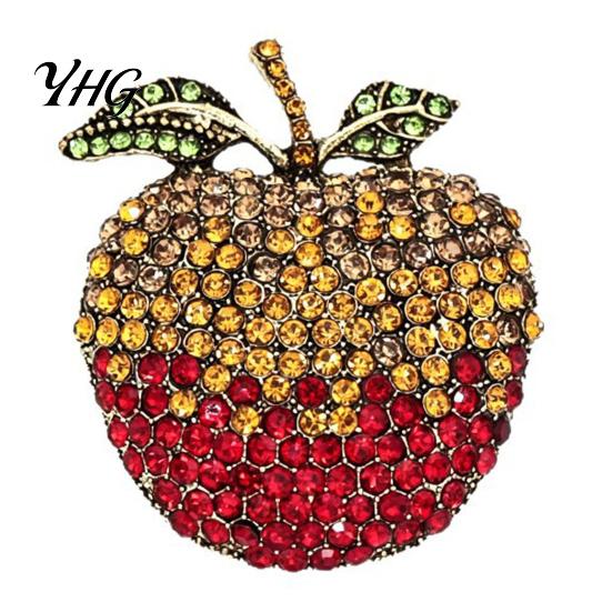 Fruit Design Badge Rhinstone Brooch Pin for Women, Shape Alloy Lapel Shirts Jewelry Pin, Clothing Accessories Wedding Party Prom Decorative