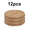 4/8/12Pcs Round Woven Placemats Set Boho Rattan Placemat Natural Placemats 12Inch Farmhouse Weave Straw Braided Table Dinner Mat