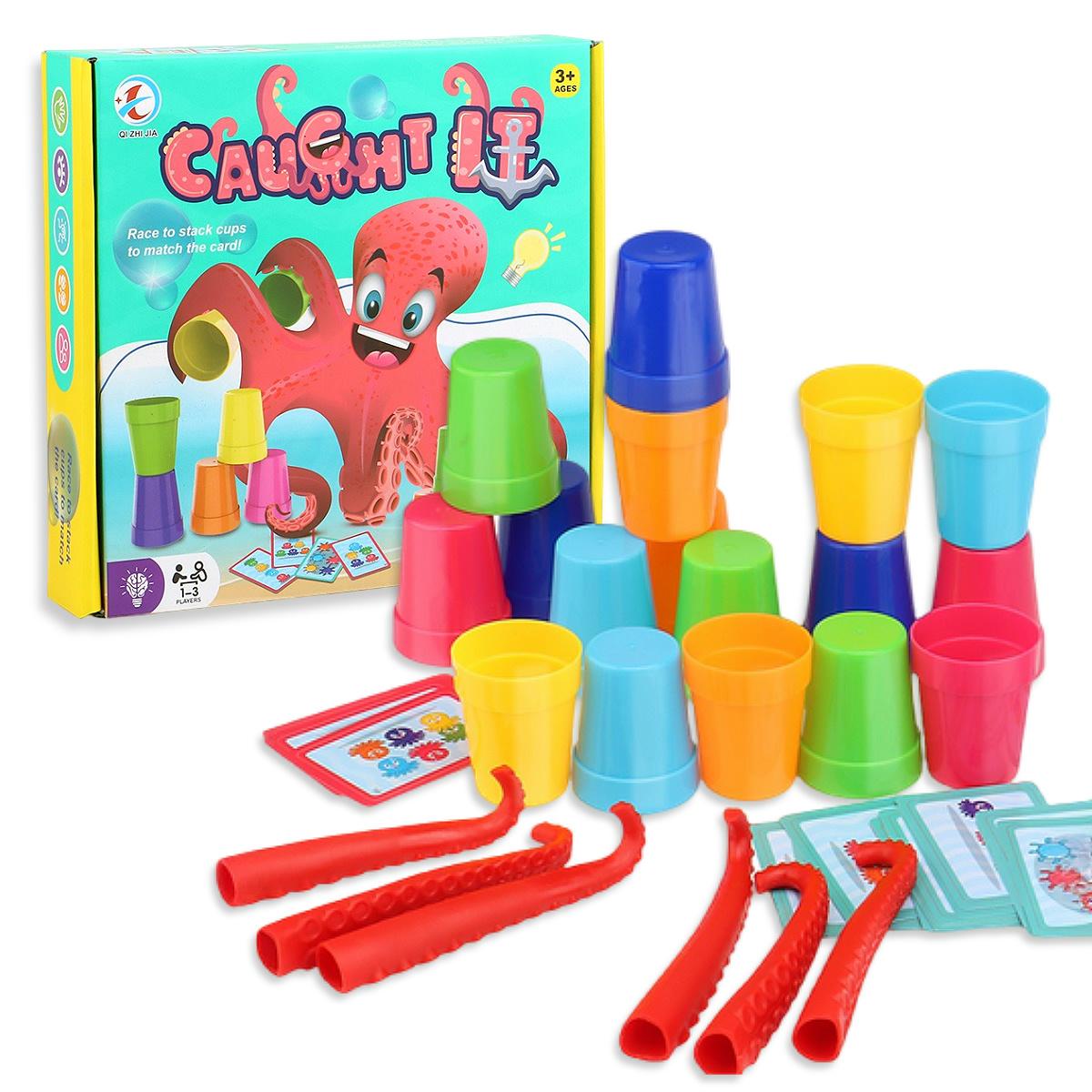 

Crazy Octopus Learning Adventure:Fun Kids toy, Master Colors, Logic & Teamwork with Silly Sea Finger Cup Stacking,family party