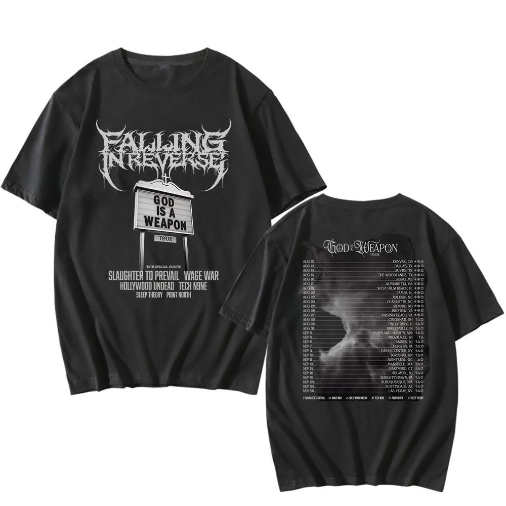 God Is A Weapon Tour 2025 NEW T-shirt Band Falling in Reverse Graphic Tshirts Cotton Short Sleeve Male T Shirt Unisex Streetwear