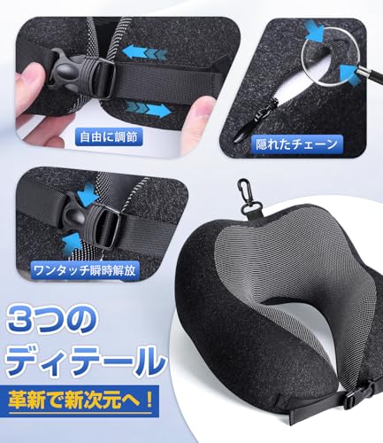 Greneo Nackenkissen [Branchenweit erster Aufbewahrungshaken] Nackenkissen, Reisekomfortartikel, Memory-Schaum, 360° ergonomisches Design zur Unterstützung [Geeignet für Sommer