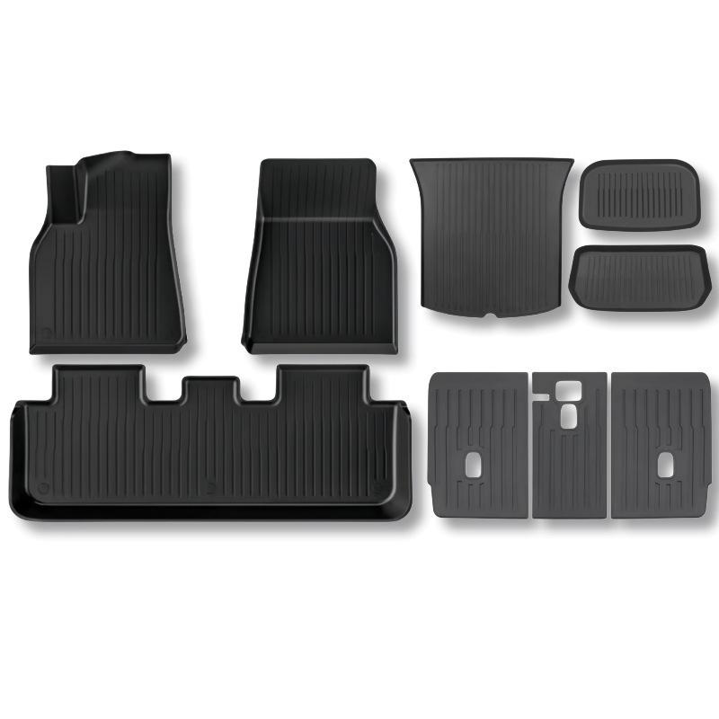 Tesla Model Y TPE Floor and Trunk Mats: Front, Rear, and Accessories for Car Interiors.