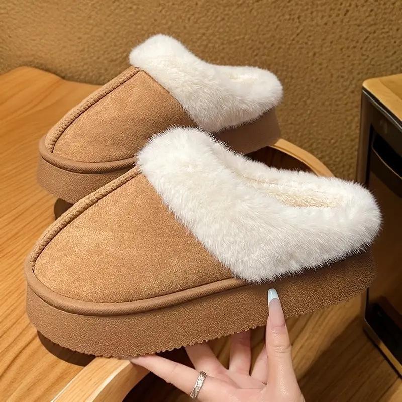 Women's and Men's Non-Slip Indoor/Outdoor Cotton Slippers - Warm, Thick-Soled, Velvet-Lined, Autumn/Winter Collection