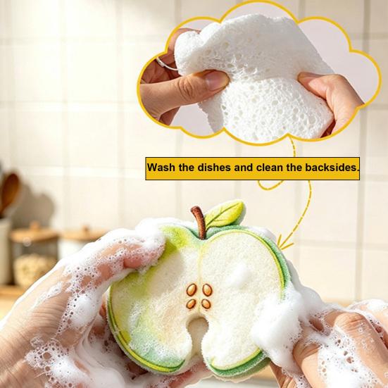 Eco Friendly Kitchen Cleaning Fruit Shaped Dish Sponge, Non-scratch Scrubber, Heavy Duty Dishwashing Sponges Rich Foam Extraction Versatile