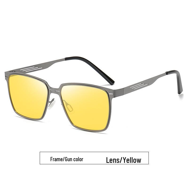 Men's Polarized Stainless Steel Square Sunglasses - Classic Retro Outdoor Driving, Fishing, and Cycling Glasses