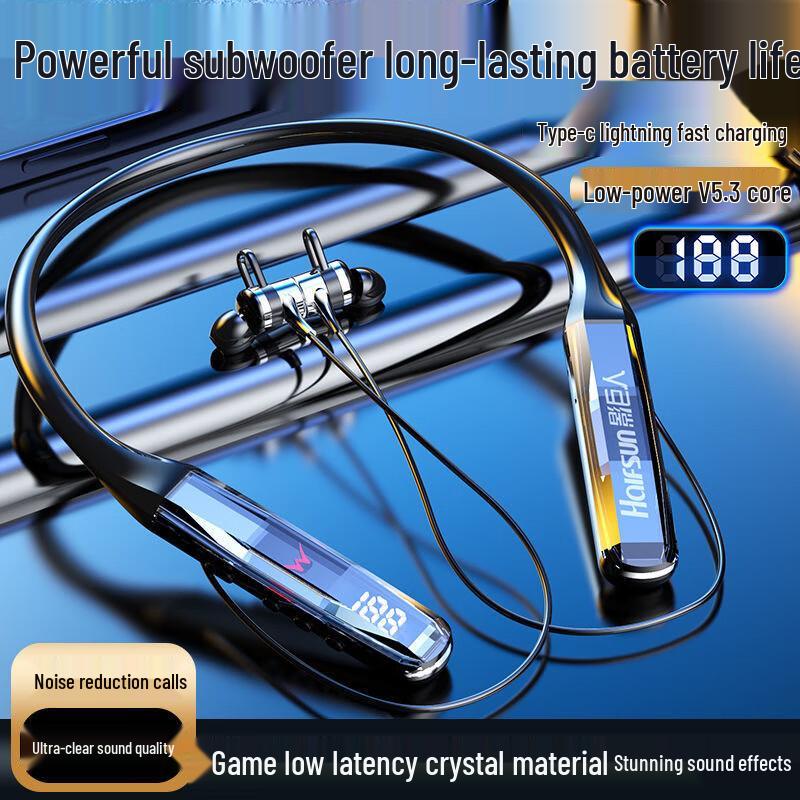 Shadow Giant Bluetooth Neckband Headset with Crystal Display and Extended Battery for Unisex Sports and Gaming