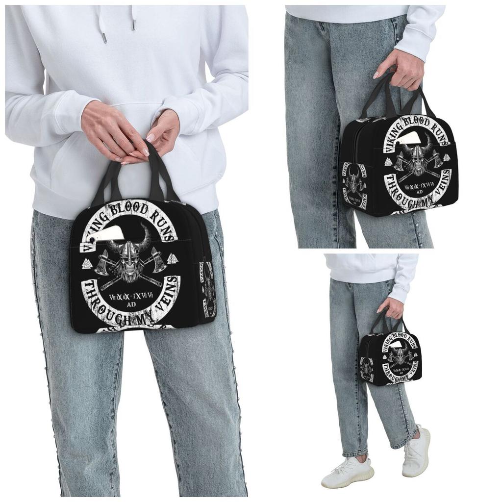 Viking Blood Runs Through My Veins Insulated Lunch Bag for Kids School Cooler Thermal Food Box Tote Lunch Boxes Container