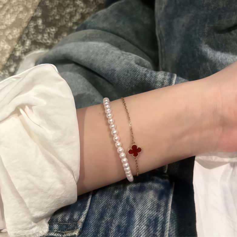 Französisches Retro S925 Sterling Silber Perlenarmband: Hochwertiges, schlichtes, vielseitiges Design