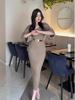 2024 Autumn European & American Women's Solid Color Long Slim Knitted Bodycon Skirt