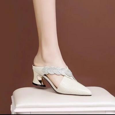 Shoes for Women 2024 High Quality Autumn Women's Slippers Outdoor Closed Toe Mid Heel Fashion Commuting Daily Slippers Women
