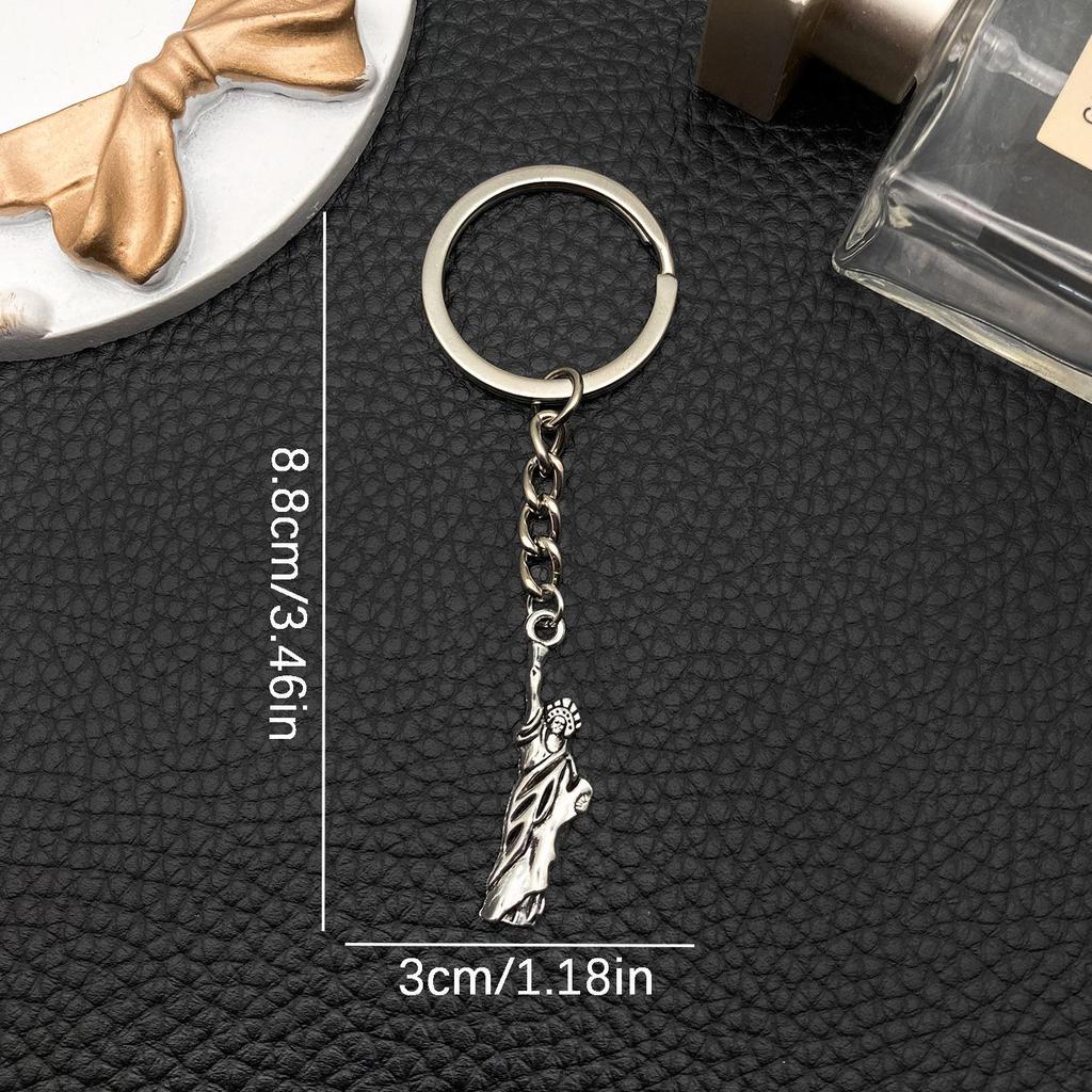 Antique Silver Statue of Liberty Keychain Pendant - Tourist Souvenir