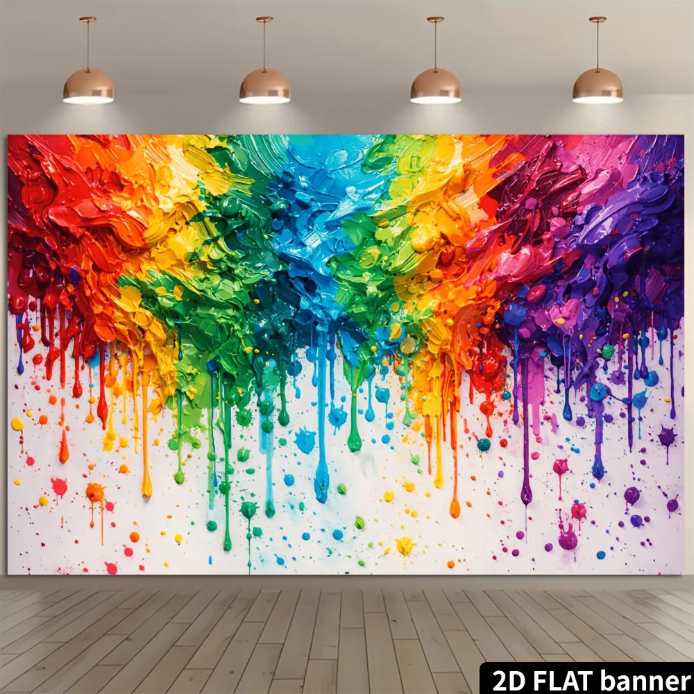 2D Plane 1 Piece of Rainbow-colored Oil Painting-themed Background Fabric Suitable for Art Studios and Art Workrooms