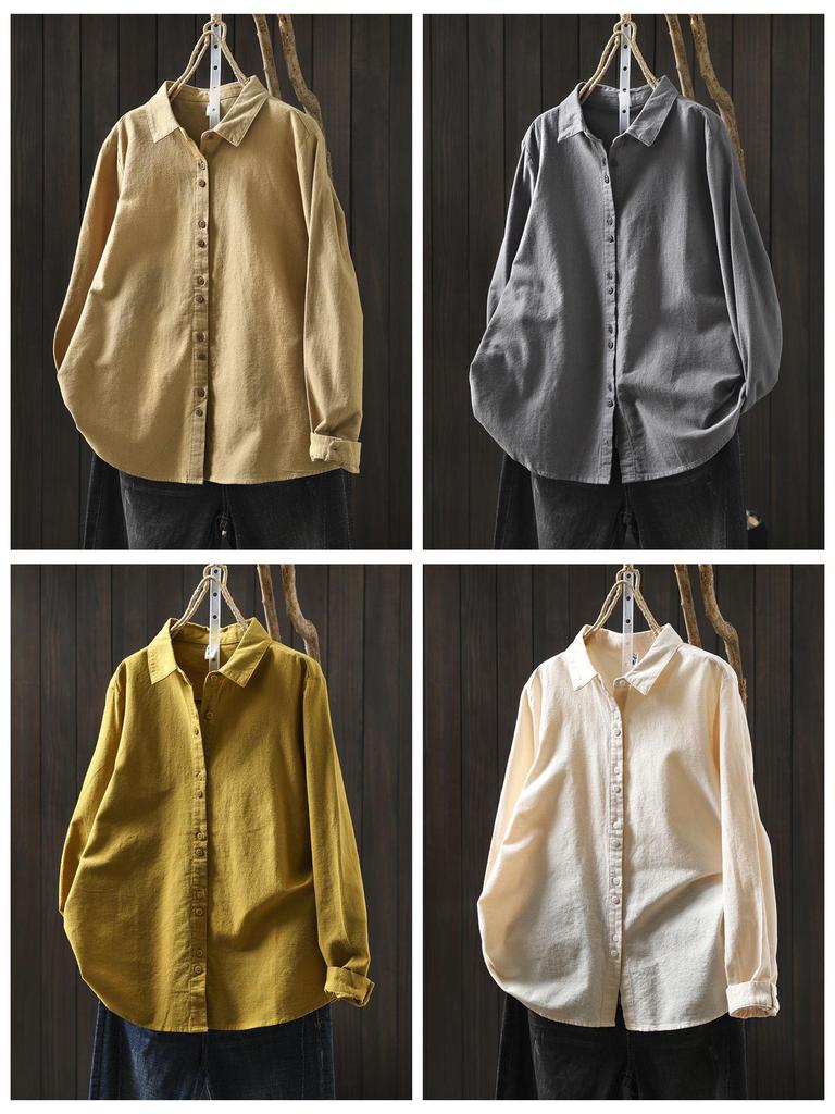Women's Artistic Solid Purple Cotton Shirt - Spring 2026 Collection