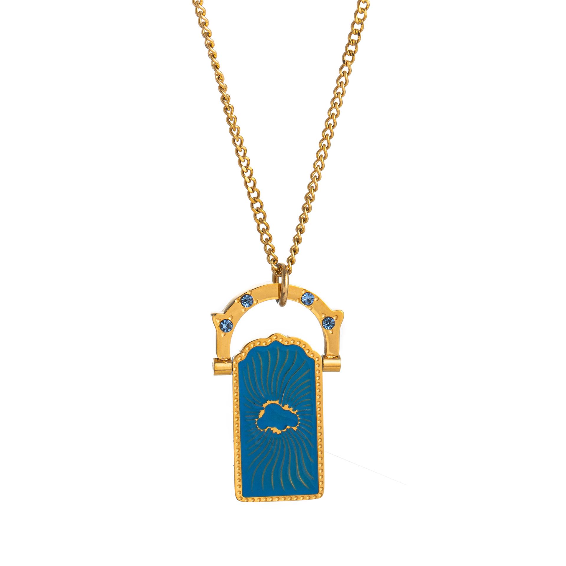 18K Gold-Plated Rotatable Tree of Life and Four-Leaf Clover Tarot Necklace