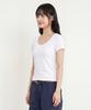 BASIC HOUSE Women'S Modal Spandex U-Neck Slim Fit Short Sleeve T-Shirt White