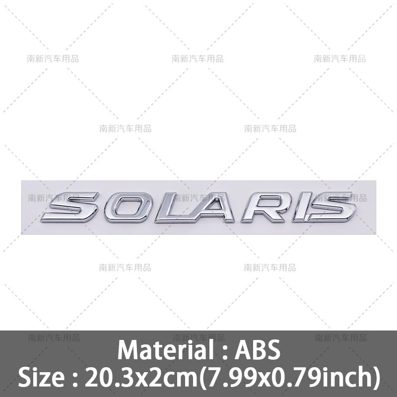 AAYT1 ABS SOLARIS Letter Word Stickers Car Rear Trunk Emblem Auto Body Decorative Stickers For Russia Hyundai Car Styling Accessories