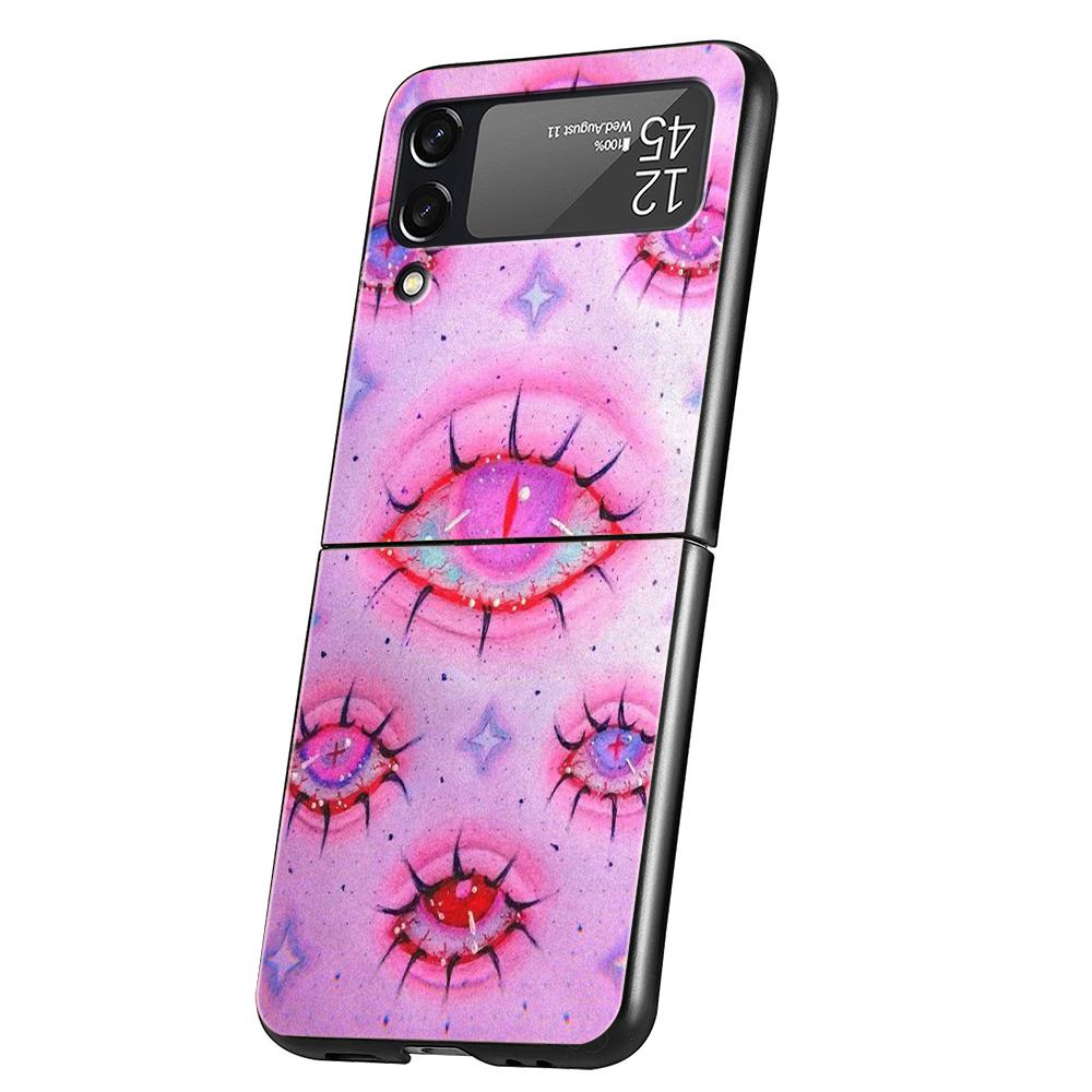 Hard PC Phone Case For Samsung Galaxy Z Flip 7 6 5 4 Black Cover For Galaxy Z Flip 3 Foldable Capas Trendy Cool Eyes Creative