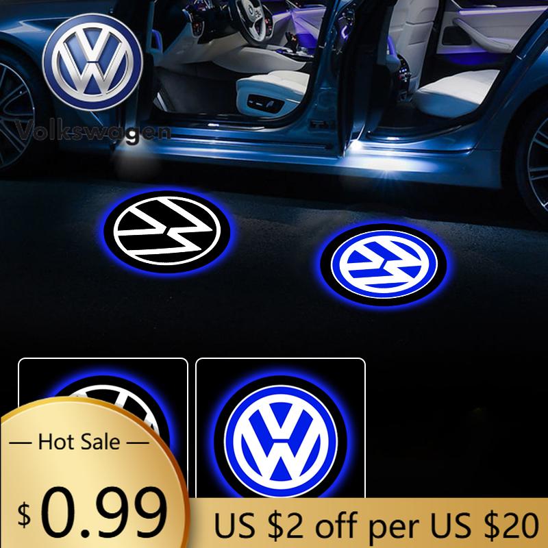 2026 New For VOLKSWAGEN VW 2Pcs Car Door HD Welcome LED Light Laser Projector Lamp Accessories For Volkswagen Polo Passat B5 B6