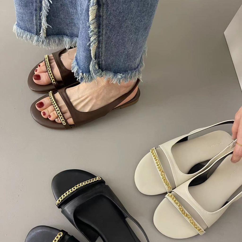Women's Summer Sandals Luxury Artificial Leather Casual Barefoot For Women 2024 Comfortable Flats Outdoor Fashion Open Toe Shoes