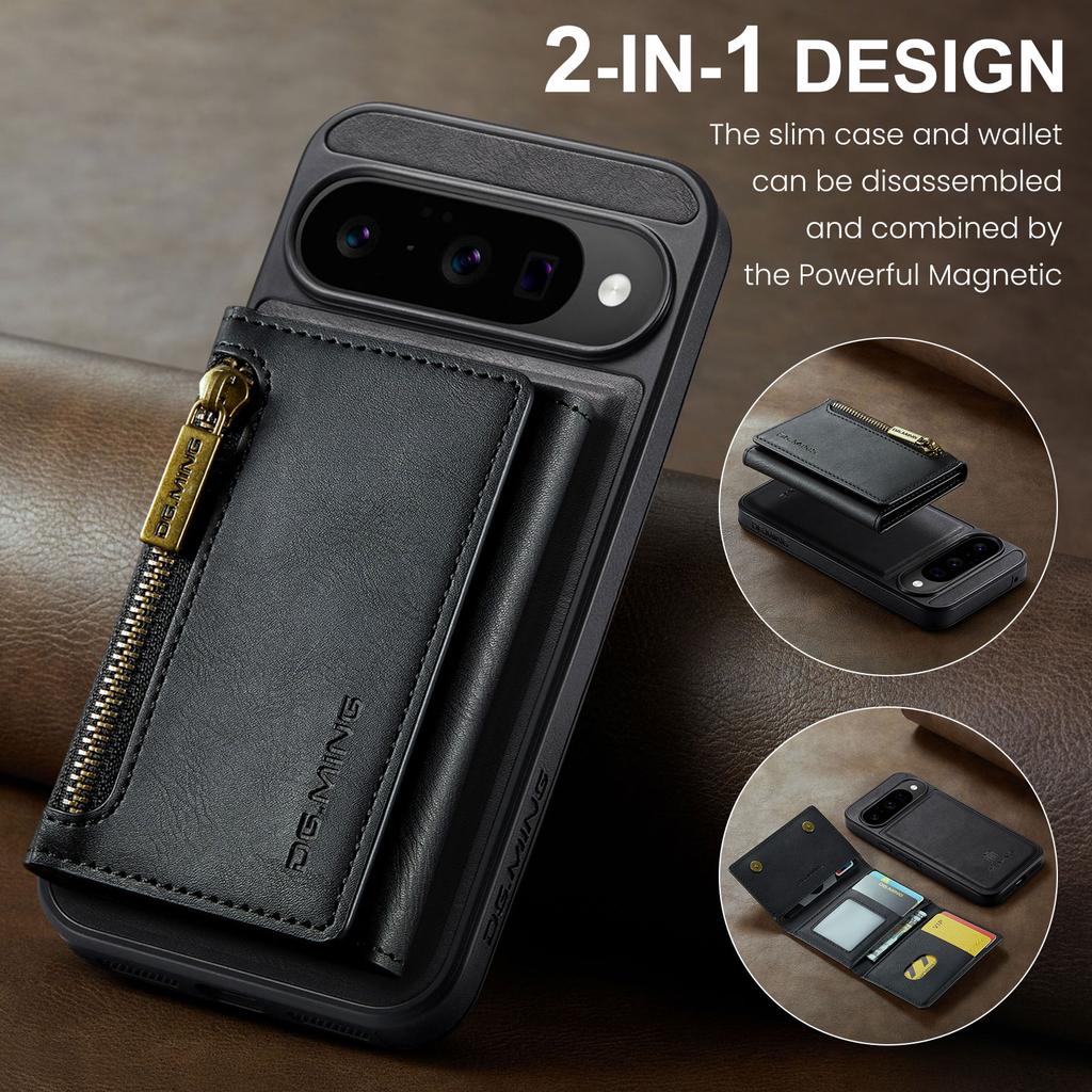DG.MING M5 Series For Google Pixel 10/10 Pro Case Detachable Magnetic Leather Phone Cover with Card Slots