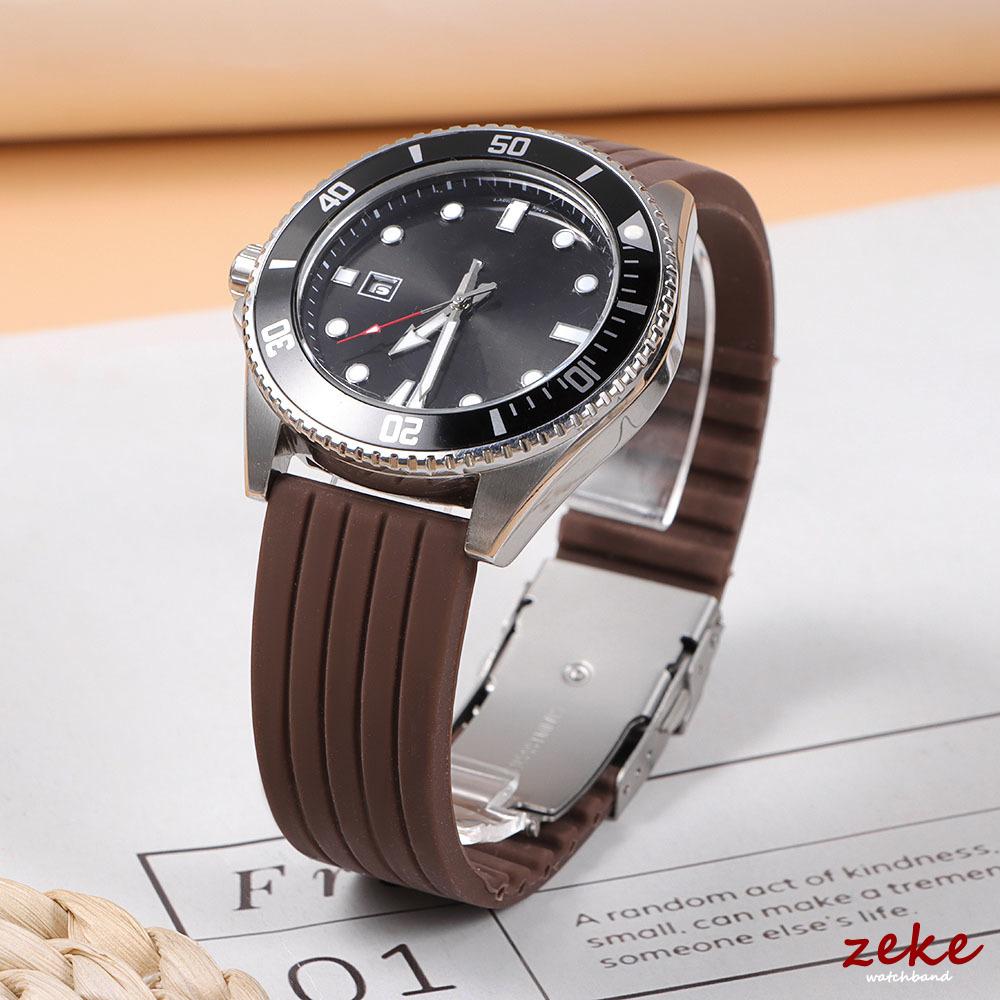 18/20/22/24mm Soft Silicone Watch Band Universal Waterproof Sports Rubber Folding Buckle Strap for Seiko Bracelet Accessories