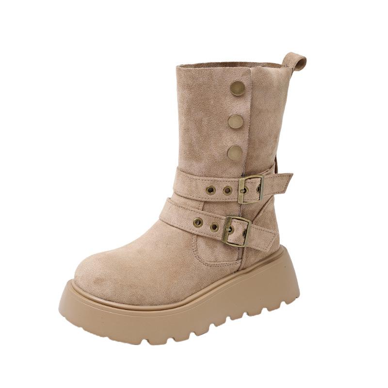 British style platform heightening Martin boots women's new small slim medium tube knight short boots in autumn and winter 2025