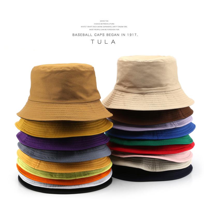 Female Spring and Autumn Personality Double-sided Light Plate Solid Color Bucket Hat Outdoor Sunscreen Sunshade Sun Hat Basin Hat