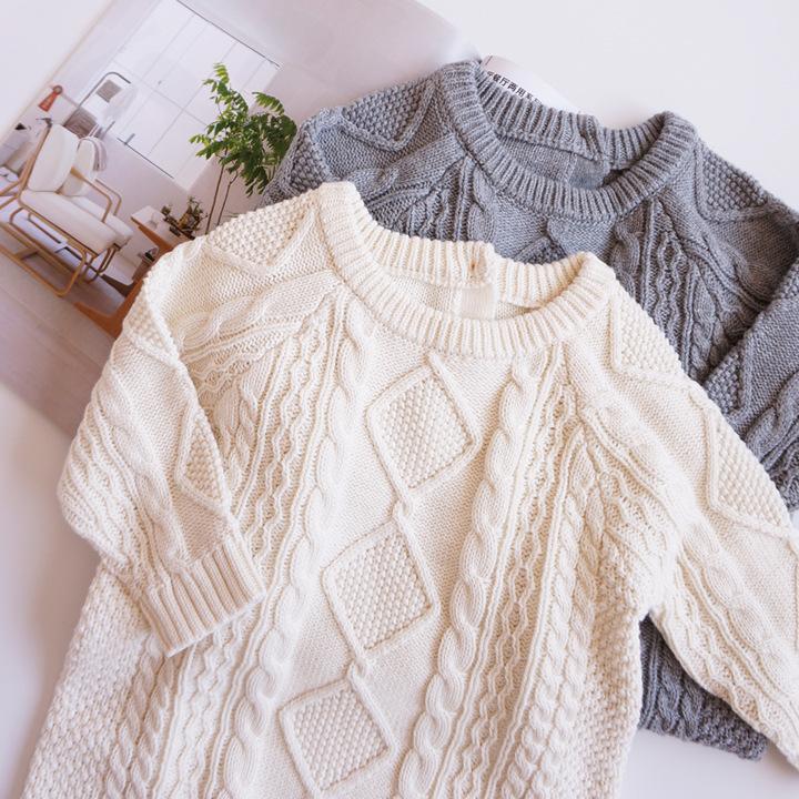 Noile haine tricotate din bumbac de toamnă și iarnă, body pentru bebeluși, pulovere pentru bebeluși, răsuciri mari de aluat prăjit, haine tricotate pentru alpinism