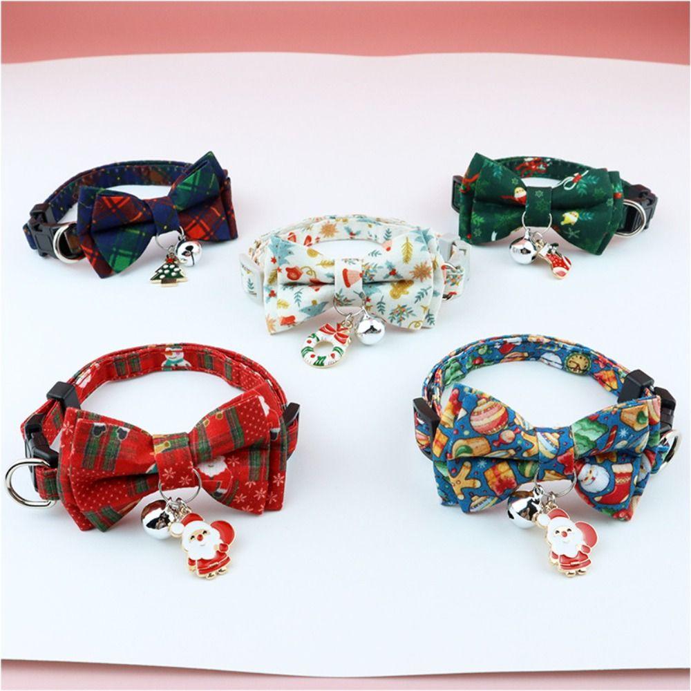 

Adjustable Kitten Christmas Bows Collar with Bell Kitten Christmas Bow Collar Cats